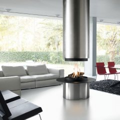 Камин DIAMANTE CENTRAL INOX, без стекла (Traforart)